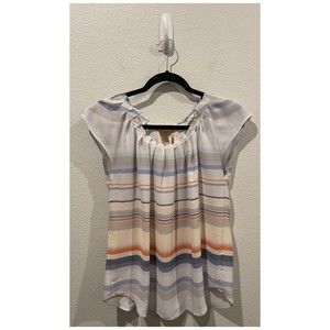 LC LAUREN CONRAD Beautiful Semi Sheer Flattering Scoop Neck Blouse